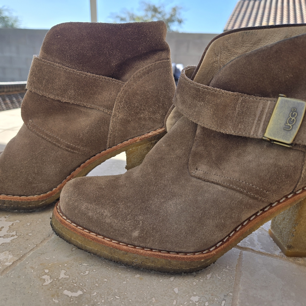 UGG Women's Tan Suede Heeled Boots